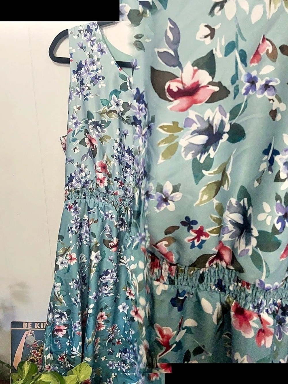 Coldwater Creek Floral Midi Dress in Blue & Pink Size 20